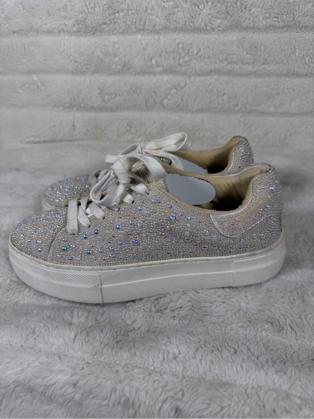 Betsey Johnson Sidny Rhinestone Platform Sneakers Size 6